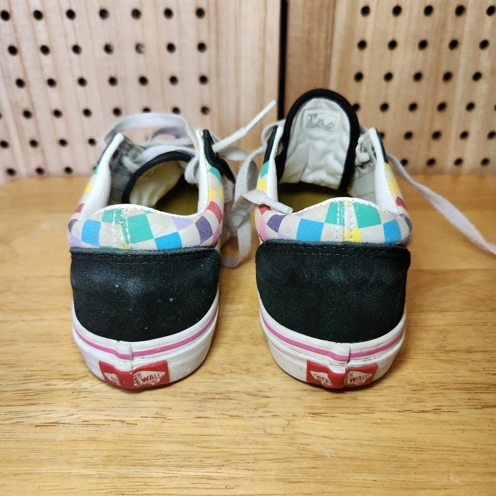 VANS Shoes Old Skool Checkerboard Sneakers Multicolor Canvas Lace Up Size 3 Kids - Picture 3 of 10